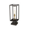 Z-Lite Dunbroch 1 Light Outdoor Pier Mounted Fixture, Deep Bronze + Outdoor Brass & Clear 584PHMS-SQPM-DBZ